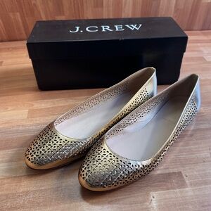 J.Crew ballet flats in metallic gold perforated leather size 8.5